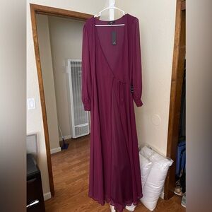 Lulu’s plum long sleeve wrap maxi dress